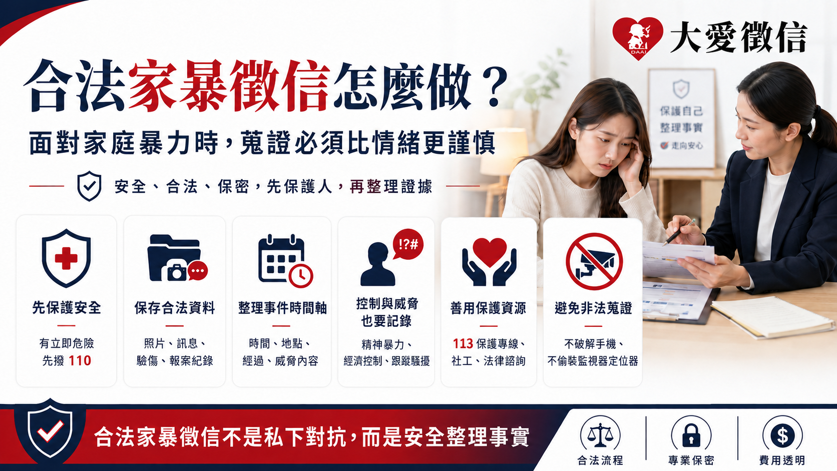 合法家暴徵信怎麼做？面對家庭暴力時，蒐證必須比情緒更謹慎