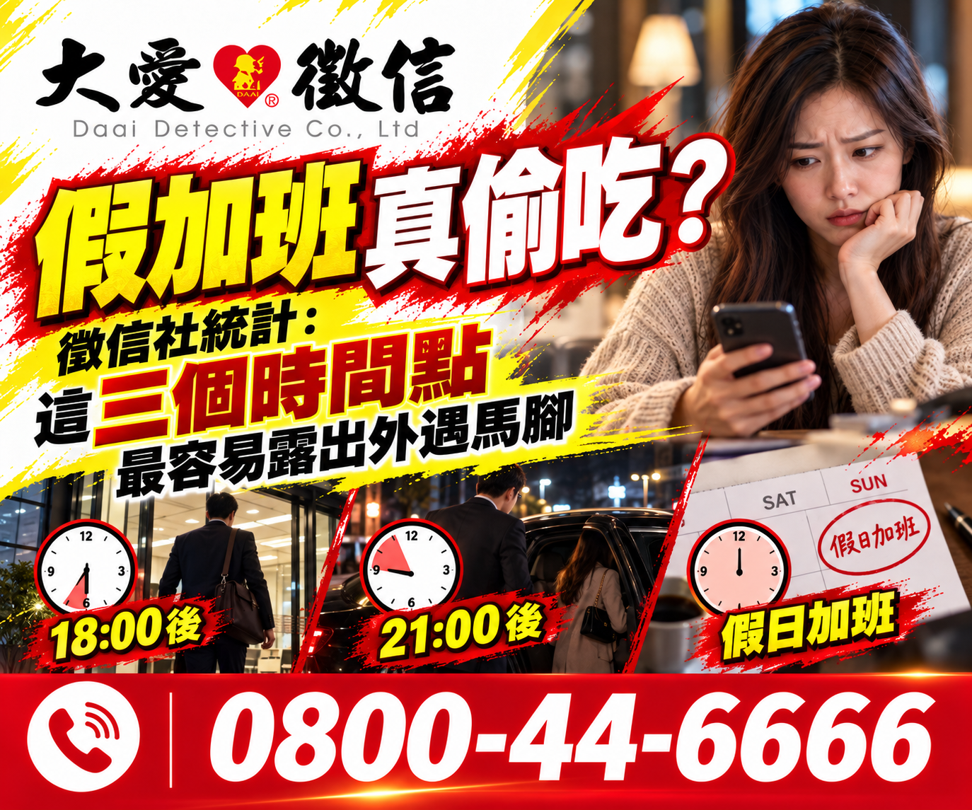 假加班真偷吃？徵信社統計：這三個時間點最容易露出外遇馬腳