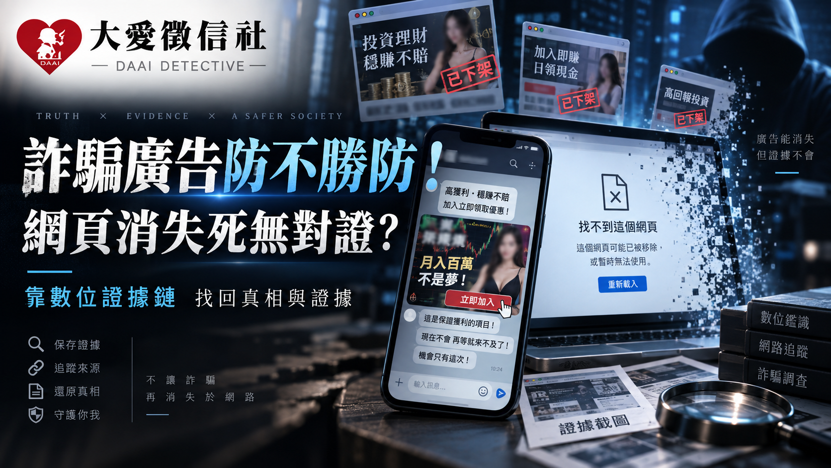 詐騙廣告防不勝防！網頁消失死無對證？大愛徵信社教你靠「數位證據鏈」絕地反擊